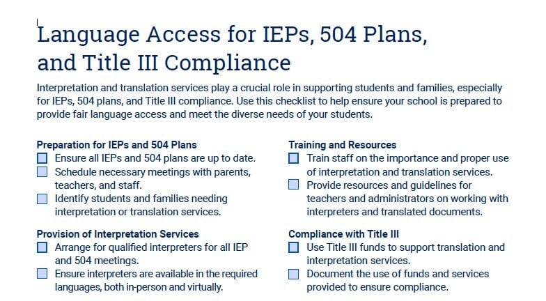 Education Schools Translation IEP 504 